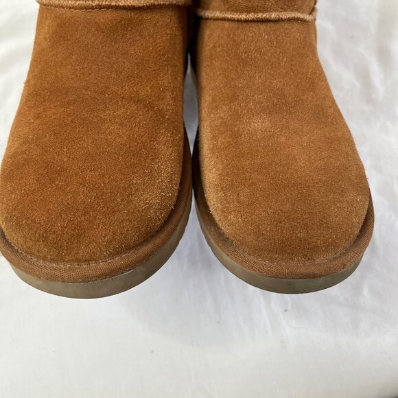 Koolaburra By UGG Womens Suede Shearling Lined Short Boots Size 7 Chestnut - Picture 7 of 12